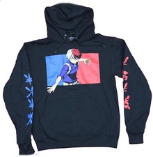My Hero Academia Mens Pullover Hoodie- Todoroki Box Kanji Sleeves
