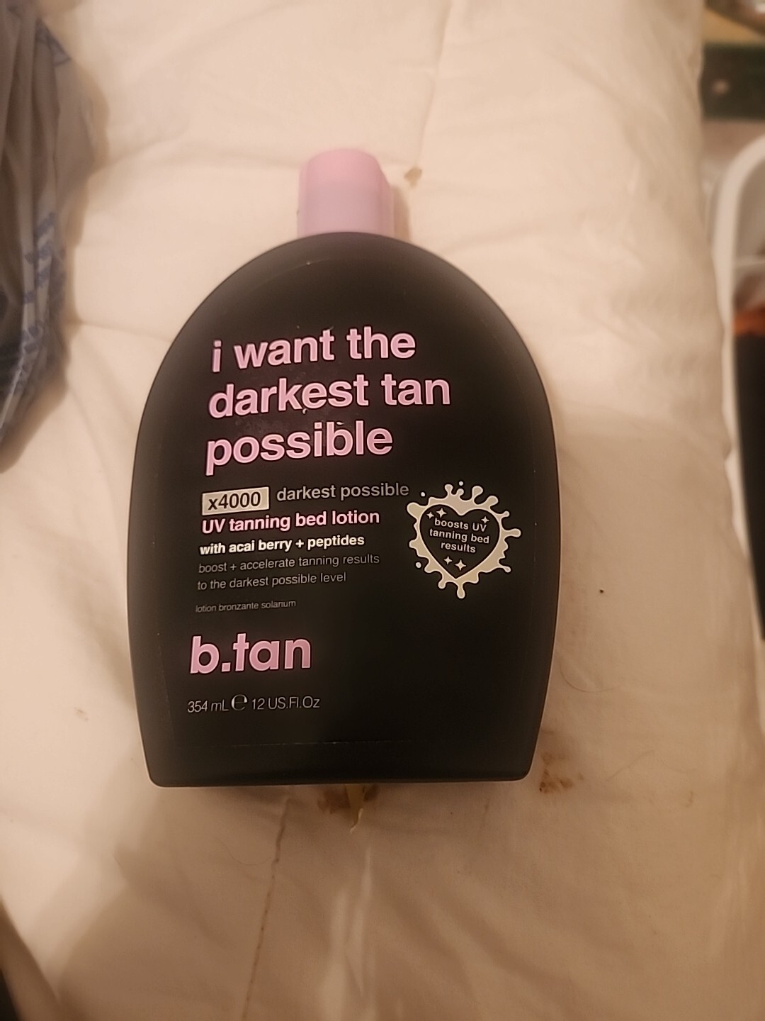 B.Tan I Want The Darkest Tan Possible UV Tanning Bed Lotion 12oz Acai