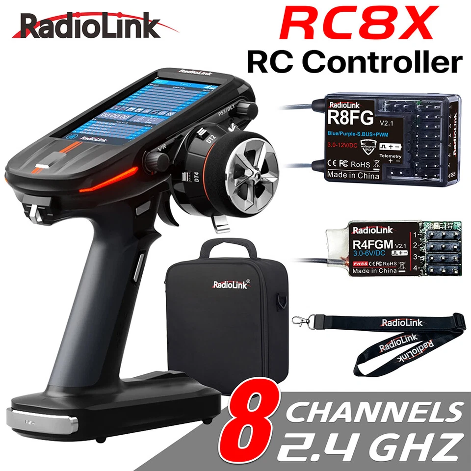 Radiolink RC8X 8CH 2.4G RC Transmitter and R8FG R4FGM Gyro Receiver Touch Screen - Image 2 of 4