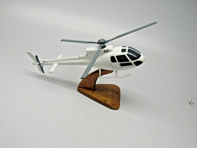  AS350 Ecureuil Helicopter Desktop Mahogany Kiln Dried Wood Model Small New