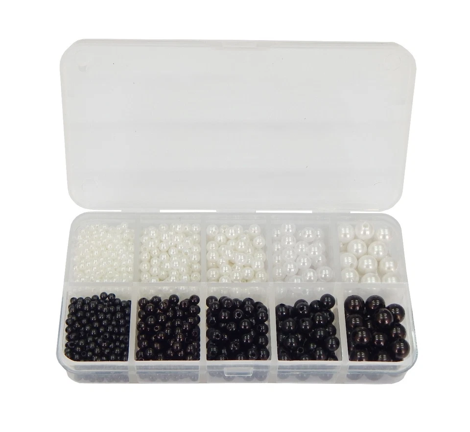 Zuchtperlen Imitat Perlen Perlmutt Wachsperlen 1530stk Perlenset 5 Größen B50 - Bild 4 von 4