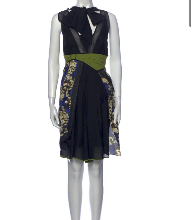 zac posen silk dress Hibiscus Print Silk Dress