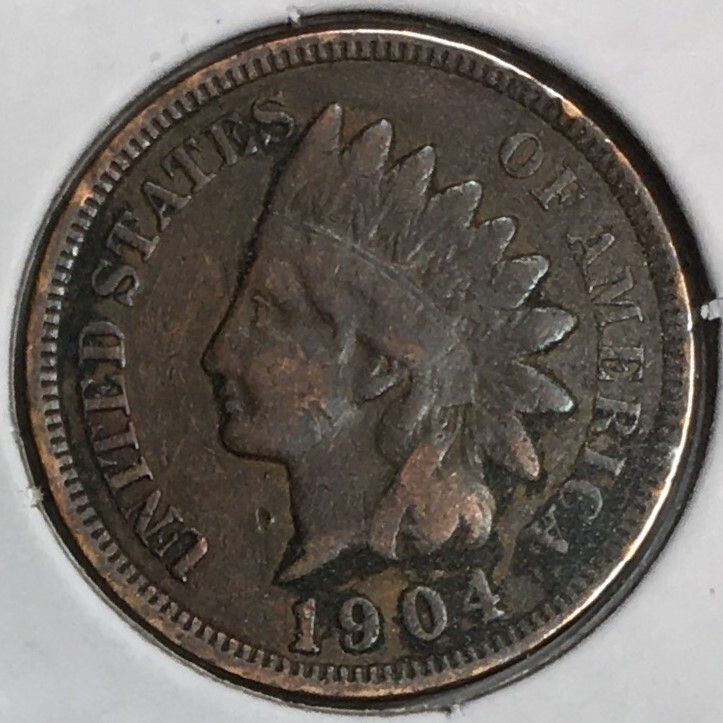1904 United States Indian Head Cent Penny - Fine (F) KM#90a -4220-AH