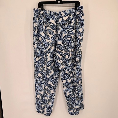 Lauren Ralph Lauren Womens Paisley Print ankle Pants Size 18 blue pull on - Picture 10 of 12