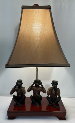 Vintage ''See/Hear/Speak No Evil'' Monkey Lamp Tested