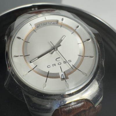 Cross Tourist Trophy WMC06 Men s Day Date Watch Stainless Brown Strap Japan