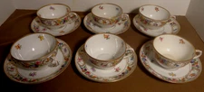 (6) Vintage Schumann Cups & Saucers Empress Dresdener Art Flowers Pattern