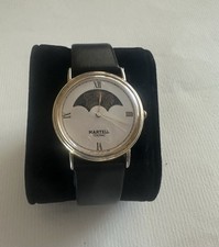 Vintage Louifrey Gents Moon Phase Watch New Strap & Battery Working MOP Dial