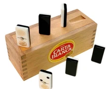 Domino Carta Blanca Profesional Blanco Y Negro Caja Madera