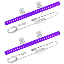 2 Pack USB Black Light Bar 10W 1Ft UV LED Blacklight Strip Lights Magnet Mounted