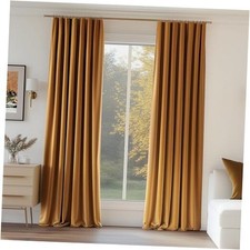 Velvet Blackout Curtains Room Darkening 52"W x 84"L Pack of 2 Gold Brown