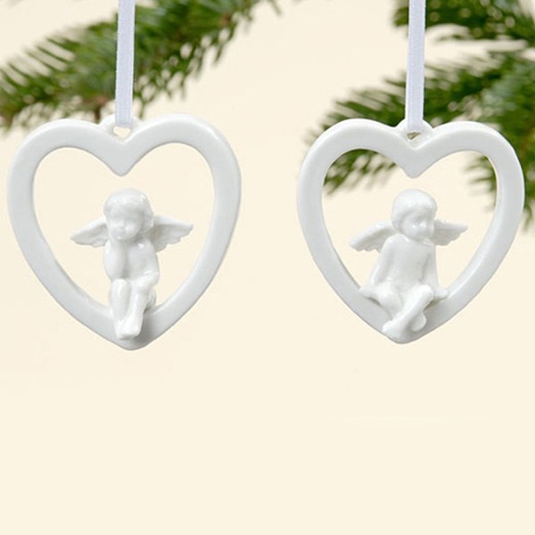 6X Porzellan Herzen Weiß Tischdeko Gastgeschenk Hochzeit Platzkarten Deko Set-image