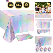 4 Pack Iridescence Plastic Tablecloths Disposable Galentines Day Decorations ...