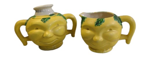 Sugar Bowl and Creamer With Smiling Faces By "Hinade" Of Japan Pre-Loved Antique - Picture 2 of 13