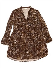 Zara Womens Z1975 Shirt Dress UK 10 Small Brown Animal Print Viscose AU18