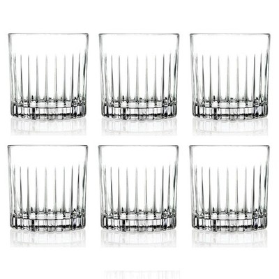 Vertical Cut Crystal Whiskey Glasses Classic Style Italian Drinkware Set of 6
