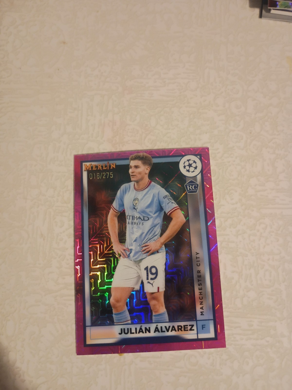 2022-23 Topps Merlin Chrome #94 Julian Alvarez RC Pink Mojo Refractor #'d /275