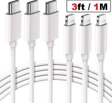 3-PACK Fast Charger Cable Type 3/6/10ft USB C PD Cord to For iPhone 14 13 12 11