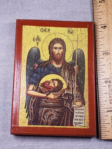 Saint John The Baptist Icon Wood Stand Religious Christian C82