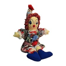 Vintage 1980s Handmade Happy Circus Clown Stuffed Toy Plush Rag Doll / 24"