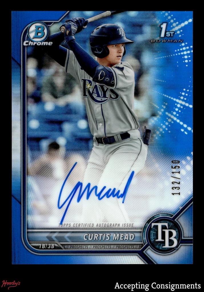 2022 Bowman Chrome Prospect Blue Refractors Curtis Mead 1st Rookie AUTO 132/150