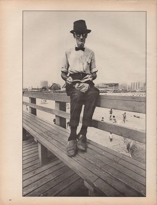 Elderly Man Reading on Boardwalk Editorial Magazine Photography Print 1970