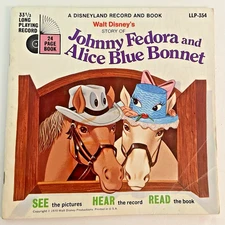 Walt Disney Record & Book Johnny Fedora And Alice Blue Bonnet LLP-354 Vintage
