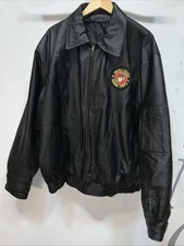 Mens United States Marine Corps USMC Black Leather Jacket Size 2XL.       