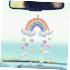 Boho Car Accessories -Rainbow Macrame Car Mirror Hanging,Handmade Hanging
