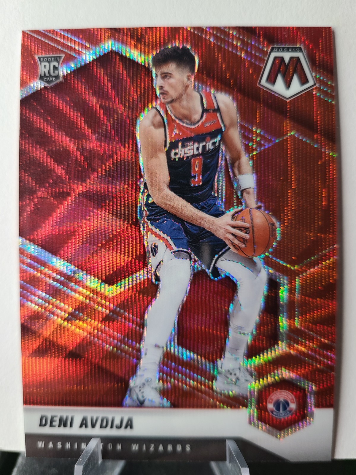 2020-21 Panini Mosaic Rookie Mosaic Red Wave Prizm Deni Avdija #217 Rookie RC