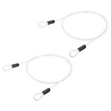 2 Pcs 3/16" Dia 7 ft (79") Vinyl Coated Stainless Steel Cable with Loops, White