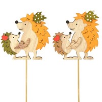 Blumenstecker Igel Mit Kind Herbstdeko Aus Holz 8,5Cm Set 8 Stk