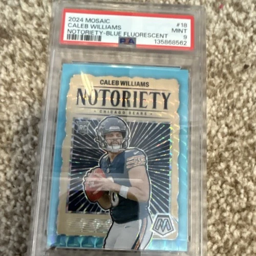 2024 Panini Mosaic Notoriety Caleb Williams Blue Prizm /15 Bears PSA 9
