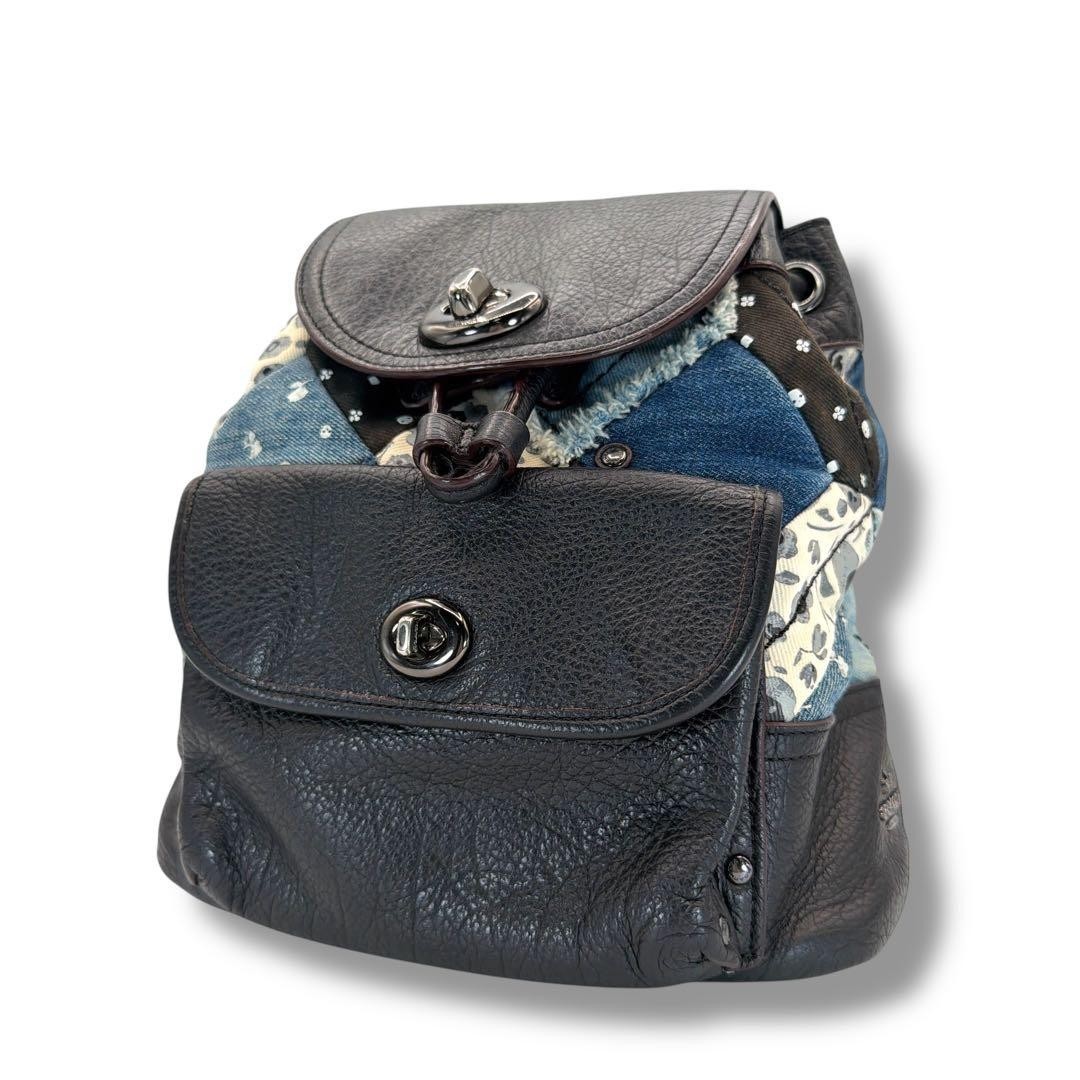 Coach Vintage Patchwork Backpack Leather Canvas B… - image 1