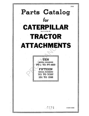 #ad Caterpillar Cat Attachment Ten Fifteen Tractor Parts Catalog Manual 00003066 $139.00