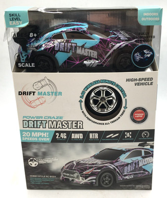 Power Craze Drift Master 1:24 Scale Drift Remote Control Car, Blue, Brand New
