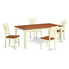 East West Furniture Quincy 5-piece Wood Dining Set in Buttermilk/Cherry