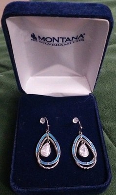 Montana Silberschmiede Opal Bänder Träne Ohrringe Neu in Box 