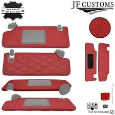 FOR CHEVROLET CAMARO 16-20 D RED LEATHER CROSS STITCH 2X SUN VISOR COVERS DSG2