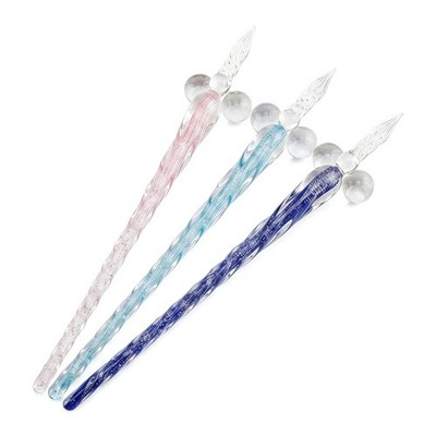 3 Pack Handmade Glass Dip Pen Set, High Borosilicate Crystal Calligraphy Glas...