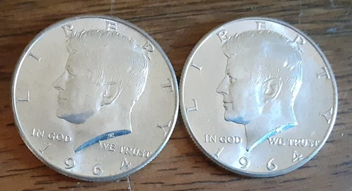 *2* US MINT - 1964D - JOHN F. KENNEDY 90% SILVER HALF DOLLARS - Uncirculated