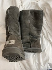 UGG Australia Gray Suede Shearling Style Mid-Calf Lined Boots Round Toe