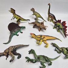 10 Pc Toy Dinosaurs Lot of Plastic Figures, Detailed, Various Sizes, Mixed
