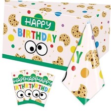 3PCS Party Supplies Tablecloth Set for Kids Boys Girls Birthday Cookie