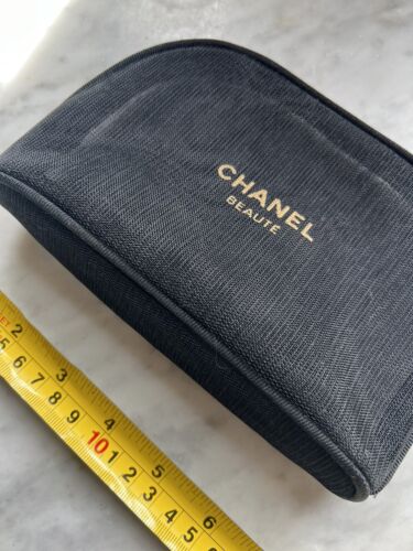 Chanel BEAUTE Black MESH Cosmetic Bag make up pouch - free ship - Picture 1 of 11