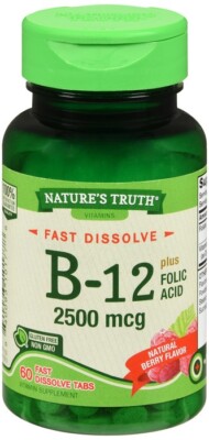 Nature's Truth B-12 2,500 mcg Plus Folic Acid Fast Dissolve Tablets Berry 60 ea