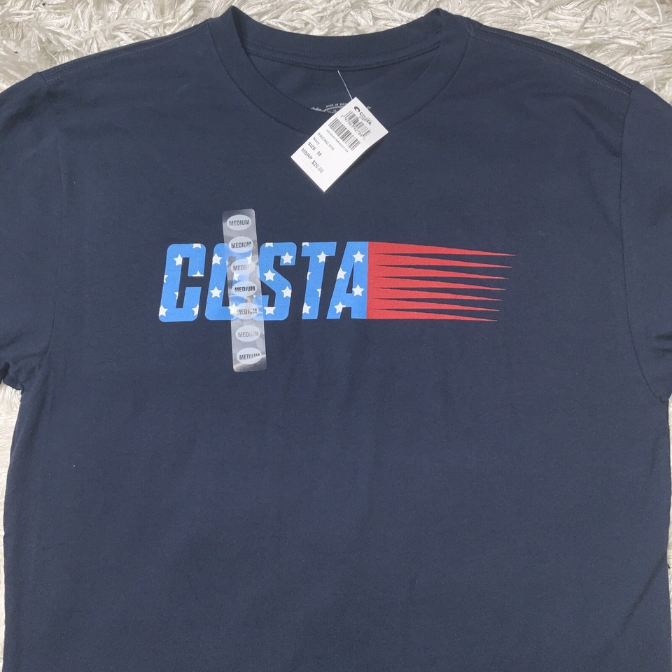 Costa Men’s Navy Blue Short Sleeve Racing Tee Size Medium New eBay