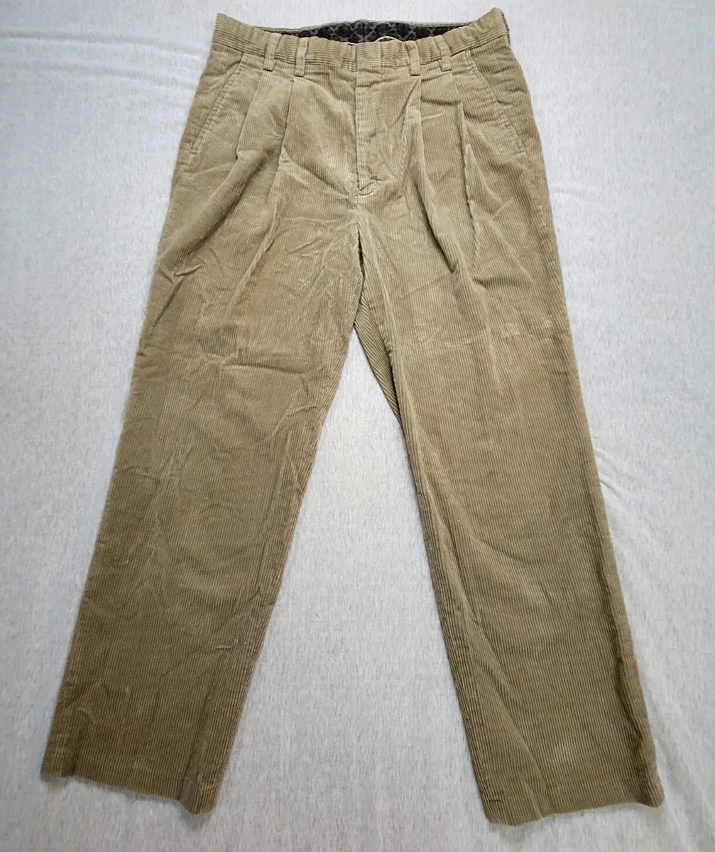 Eddie Bauer Corduroy Pants Mens 35 X 30 Beige Straight Leg Pleated Vintage