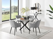 Image of Novara Grey Concrete Effect Round Dining Table 100cm and 4 Calla Chairs Set