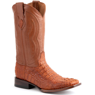 FERRINI Men's Hornback Caiman Dakota Square Toe Leather Boots, Colors & Sizes
